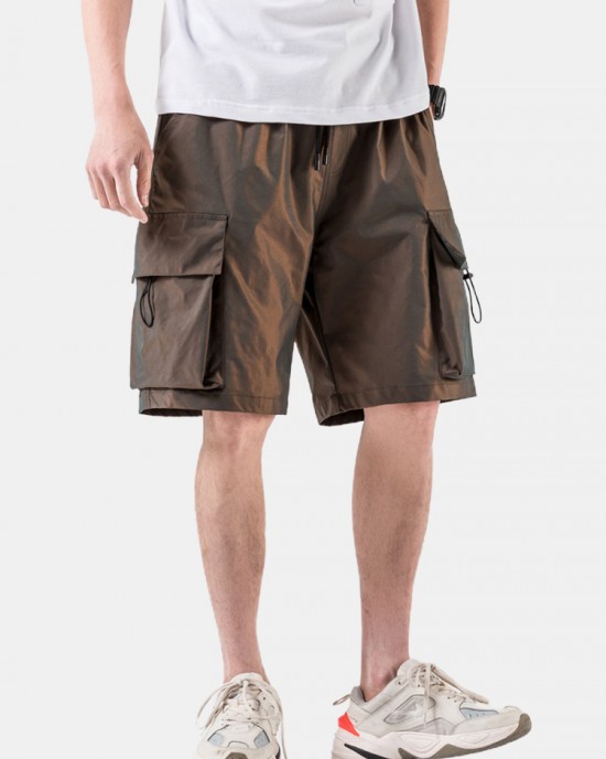 Mens Casual Big Pocket Drawstring Cargo Shorts