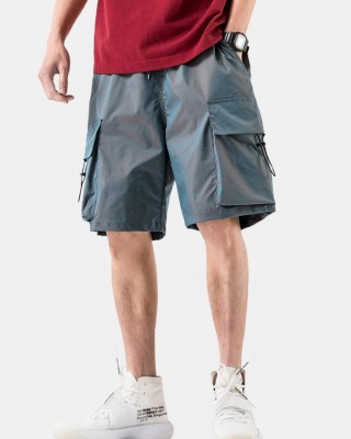 Mens Casual Big Pocket Drawstring Cargo Shorts