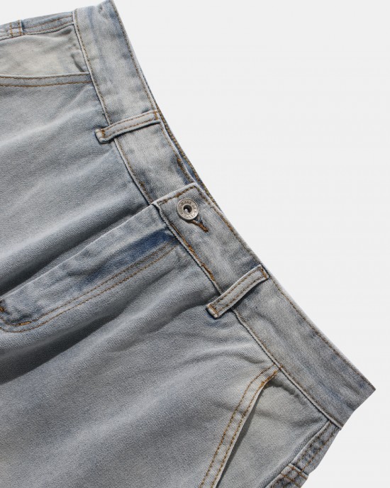 Mens Casual Hole Designed Denim Shorts