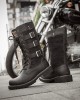 Men Classic Black Biker Boots Metal Buckle Motorcycle Boots