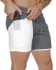 2  in  1 Men’s Running Shorts Double  deck Quick Drying Jogging Gym Short Pants with Phone Pocket