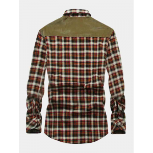 Mens Classic Plaid Piush Lined Long Sleeve Lapel Thick Vintage Shirt Jacket