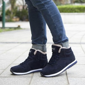  Men Winter Snow Shoes Hiking Boots Warm Lined Wear  resistant Non Slip Cotton Shoes Lace Up Outdoor Sports Casual Ankle Shoes