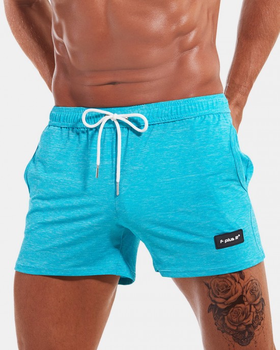 Mens Sport Solid Color Quick Dry Pocket Drawstring Shorts