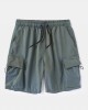 Mens Casual Big Pocket Drawstring Cargo Shorts