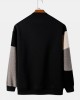 Men Teddy Color Block Patchwork Crew Neck Pullover Sweatshirts