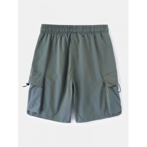 Mens Casual Big Pocket Drawstring Cargo Shorts