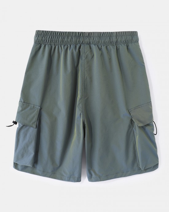 Mens Casual Big Pocket Drawstring Cargo Shorts