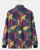 Men Polar Fleece Tie Dye Stand Collar Pockets Zip Cardigans Jacket Coat