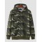 Men Camo Print Zipper Drawstring Bodycorn Hem Casual Hooded Sweatshirt