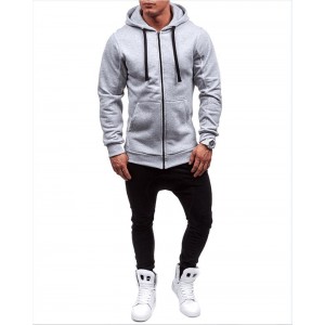 Mens Solid Color Zipper Jackets Thick Warm Sweater Hoodie Jacket