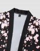 Mens Floral Print Open Front Kimono Loose Two Pieces Outfits