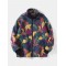 Men Polar Fleece Tie Dye Stand Collar Pockets Zip Cardigans Jacket Coat