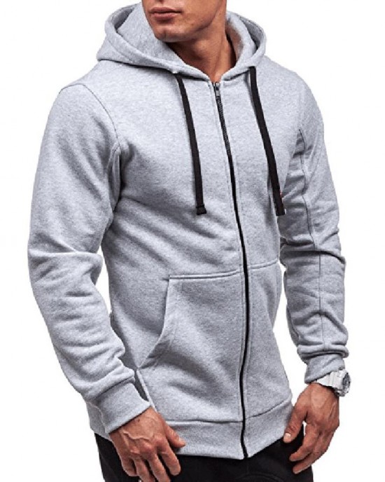 Mens Solid Color Zipper Jackets Thick Warm Sweater Hoodie Jacket