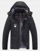 Mens Patchwork Windproof Warm Thick Fleece Lined Hooded Coats With Pocket